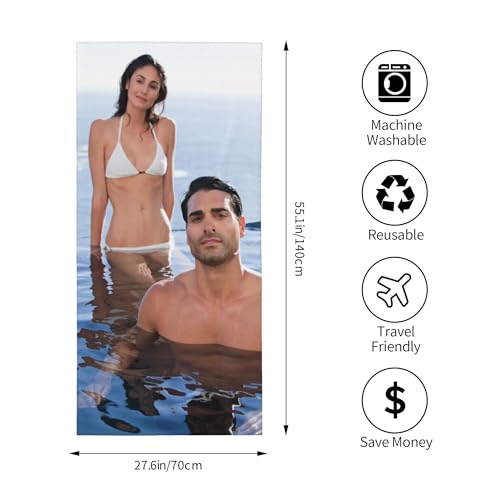 Custom Beach Towels Add Your Photo Text Towels for Kids Adults, Sandproof Absorbent for Beach, Bath, Pool, Personalized Picture Gifts for Girls Boys A-Customized 32×52in