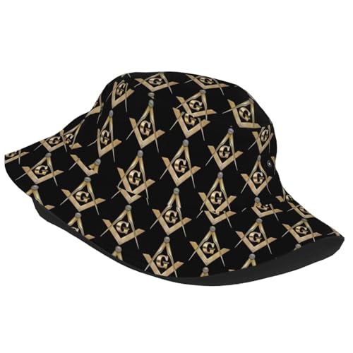 Unisex Masonic Square Bucket Hat for Summer Travel & Outdoor Activities - Packable Sun Protection