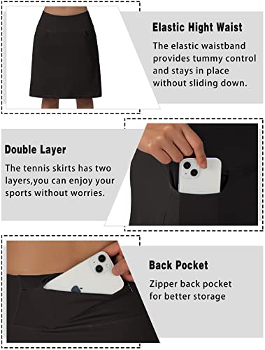 beroy Women's Midi Length Skorts with 3 Pockets - Black, Large