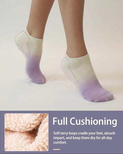 Women's Pilates Grip Socks Non-Slip Yoga & Barre Socks Ankle 7.5-11 Ombre Mix