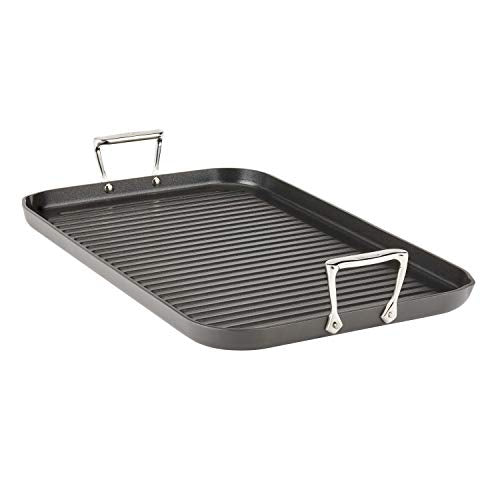 All-Clad HA1 Hard Anodized Nonstick Grill/Griddle Pan 13x20 Inch Oven Broiler Safe 500F Pots and Pans, Cookware Black