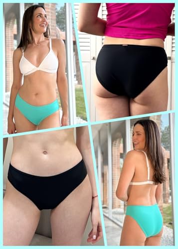 Women's Low Rise Full Coverage Bikini Bottoms - Medium Aqua, Non-Strappy