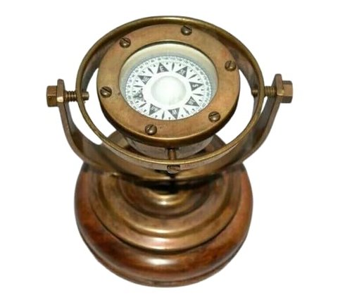 Antique Nautical Brass Gimbal Compass Vintage Ship's Binnacle gimballed Compass