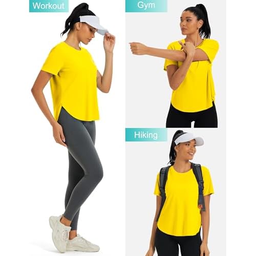 MAGCOMSEN Women Workout Short Sleeve Tops UPF 50+ Sun T Shirt Quick Dry Moisture Wicking Shirts for Yoga Running Hiking