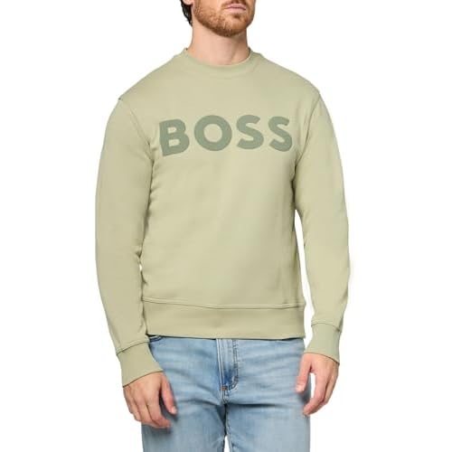 BOSS Men's Bold Logo French Terry Crew Neck Sweatshirt