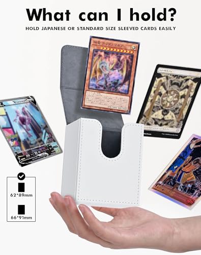 ZLCA Card Deck Box for MTG Yugioh TCG - White, Holds 100+ Cards, Secure Magnet Closure