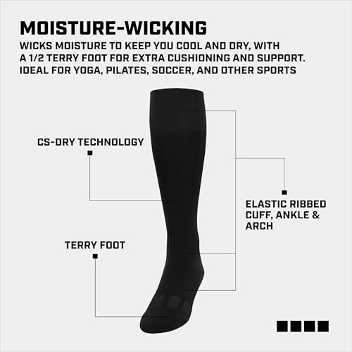 Unisex Knee High Athletic Socks Black White Medium for Soccer Football Baseball