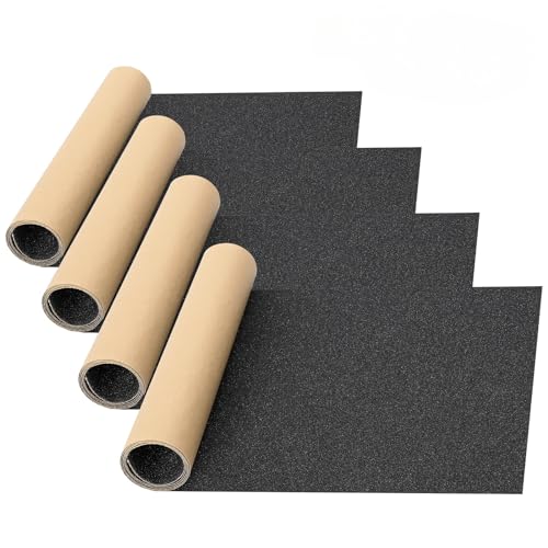 4 Pcs Skateboard Grip Tape 33x9 Inches No Air Bubbles Black - Variation of 4Pcs 9x33"