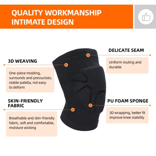 Unisex Volleyball Knee Pads for Dancers & Athletes - Black, Medium