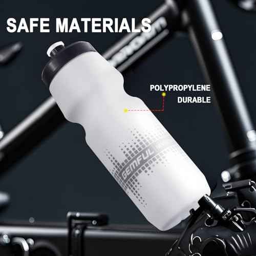 GEMFUL Bike Water Bottle 24oz Cycling Water Bottle BPA-Free with Leak-Proof Lid Squeeze Design 2 Pack No-Sweat Grip Fits Standard Bike Cages for Mountain Road Bikes (Gradient Green Black+Blue Green)