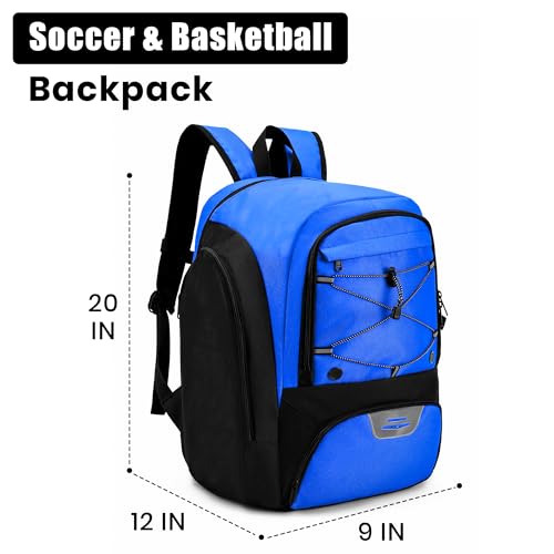 Soccer Backpack with Ball Holder, Shoe Compartment & Insulation - Water-Resistant Blue