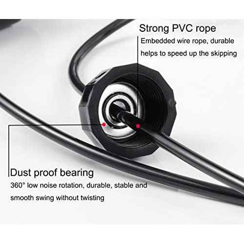 BOOMIBOO Jump Rope, Adjustable Jump Ropes,Skipping Rope Tangle-Free Rapid Speed with Ball Bearings for Women Men Kids,Exercise & Slim Body Jumprope at Home School Gym