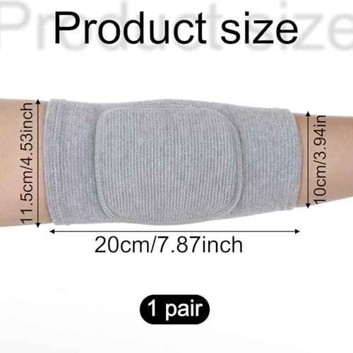 1 Pair Elbow Pads with Thicken Sponge Pad, Grey Breathable Protective Volleyball Elbow Pads Fitness Arm Knee Protector Volleyball Sponge Support for Kids Men Women Elderly