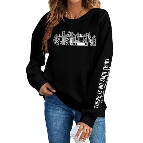 MOUSYA Book Sweatshirt Women No Such Thing As Too Many Books Shirt Book Lover Gifts Shirts Casual Long Sleeve Tops
