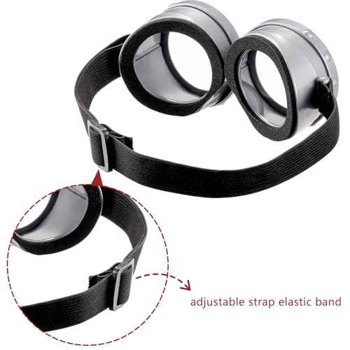 2 Pack Halloween Goggles for Adult Kids, Round Goggles Glasses Costume Accessories for Children Men Women Cosplay Party Set Silver