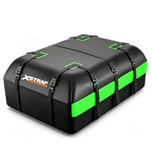 XSTRAP STANDARD 21 Cubic Feet Waterproof Car Rooftop Luggage Carrier Bag, Green - Fits All Vehicles