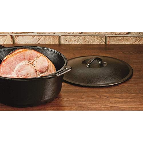 Lodge BOLD Exclusive 7 Quart Premium Pre-Seasoned Cast Iron Dutch Oven with Lid - Dual Handles - Use in the Oven, on the Stove, on the Grill or over the Campfire - Black