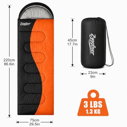 3-Season Lightweight Waterproof Sleeping Bag for Adults - Compact & Portable for Camping & Hiking