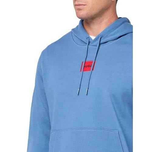 HUGO Men's Regular Fit Square Logo Jersey Hooded Sweatshirt