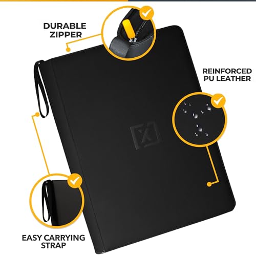 X PRO 1000+ Card Binder Black with 200 Sleeves | TCG, Sports, MTG Storage