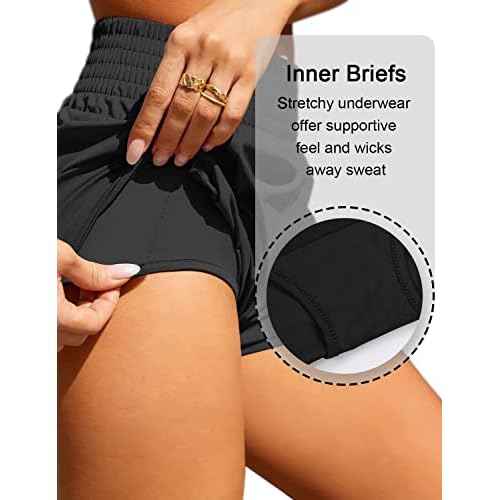 BMJL Women's Athletic Shorts High Waisted Running Short Pocket 2.5" Sporty Shorts Gym Elastic Workout Shorts