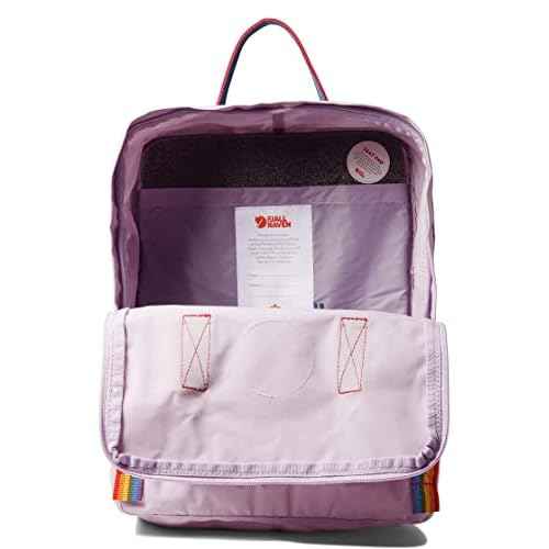 Fj?llr?ven K?nken Rainbow Backpack for Men, and Women - Durable Fabric with Adjustable Shoulder Straps, and Lightweight Backpack Pastel Lavender/Rainbow One Size One Size