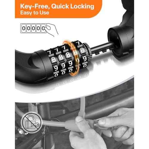 Sportneer Bike Lock: 5 Digit Combination High Security Anti Theft Bike Chain Lock - 3.2/3.6/4ft Heavy Duty Keyless Bicycle Lock for Bike, Motorcycle, Scooter, Door & Gate - 4/6mm Thick, Easy to Use