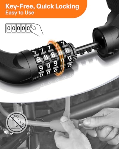 Sportneer Bike Lock 5-Digit Combination Heavy Duty 4ft Long, 6mm Thick