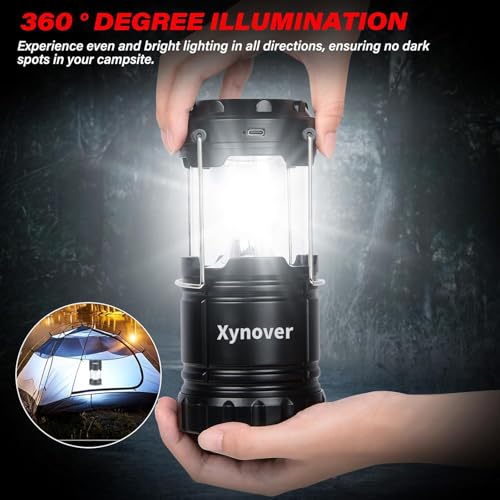 4 Pack 3-in-1 Solar Rechargeable Camping Lanterns with Power Bank, Magnetic Base, Hanging Hook, Collapsible Waterproof LED Lights