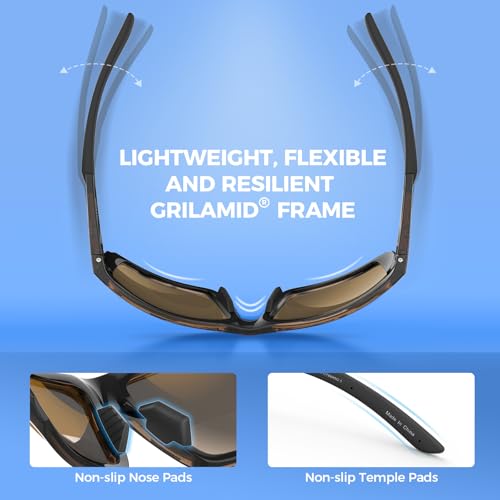 Polarized Bifocal Sunglasses with Wrap Frame - Brown-Green Mirror, 2.5 Reading