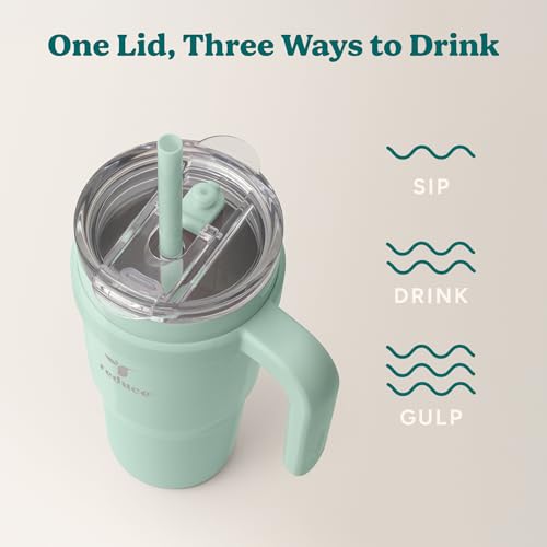 24 oz Stainless Steel Travel Mug with Handle - Sea Glass, Double Wall Insulated