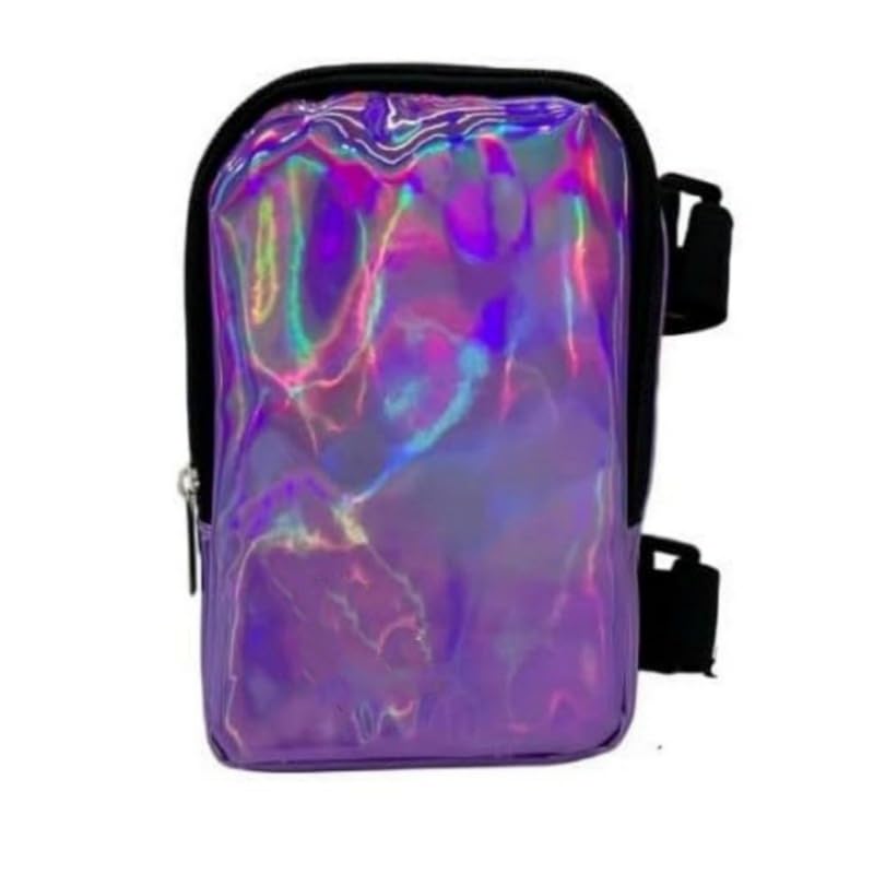 Holographic Thigh Pack Waist Bag with Adjustable Straps – Colorful Leg Bag for Women (Variation: Black)