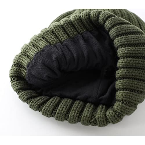 Home Prefer Mens Winter Hat Wool Fleece Lined Knit Beanie Hat Warm Stocking Caps