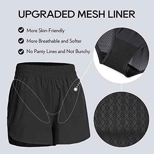 CRZ YOGA Womens High Waisted Running Shorts Mesh Liner 3'' Dolphin Quick Dry for Athletic Gym Track Workout with Zip Pocket