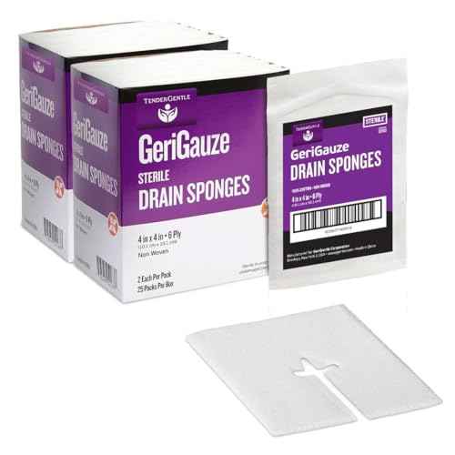 Split Gauze Sponges 4x4 Sterile - 2 Packs of 100 6 Ply Feeding Tube Pads - Drain Sponges for Catheters, IVs, Tracheostomy, and G Tubes