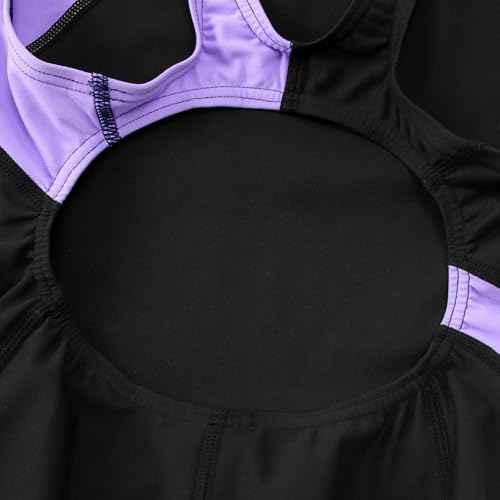 Kids Girls Athletic Swimsuit One Piece Solid Swimwear for Practice and Competition in Black and Navy Bathing Suit