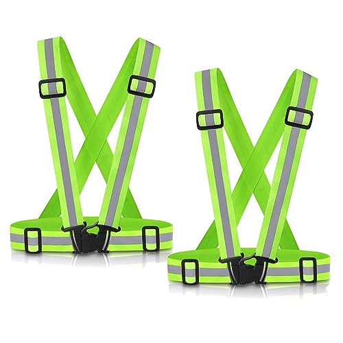 Reflective Vest Running Gear, 2Pack High Visible Safety VES for Cycling Jogging Running Walking, Adjustable for Men Women Kids
