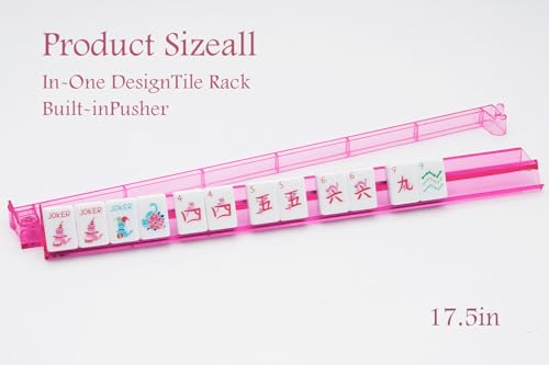 4-Piece Mahjong Tile Rack with Pushers - Siamese Style, 17.5 Inches - Durable Acrylic Set for Players & Home Games