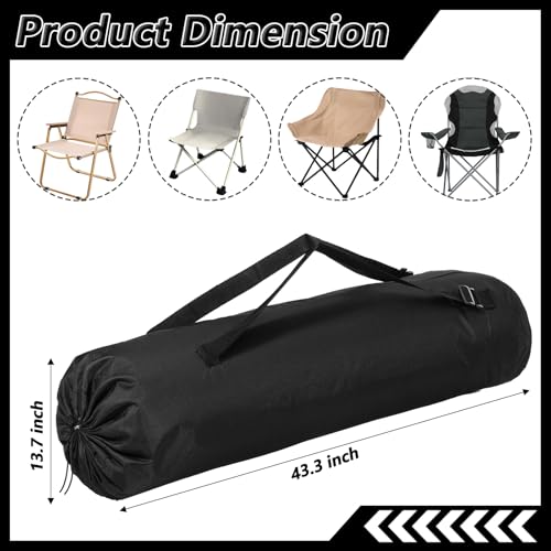 Heavy Duty Camping Chair Replacement Bag - 43.3x13.7 Inches with Adjustable Shoulder Strap (Black) - 2 Pack