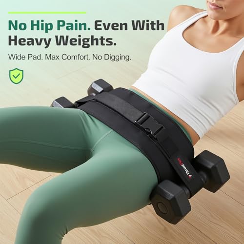 Adjustable Hip Thrust Belt for Dumbbells and Kettlebells – Non-Slip Glute Bridge Strap, Fits Up to 28.5 Inches