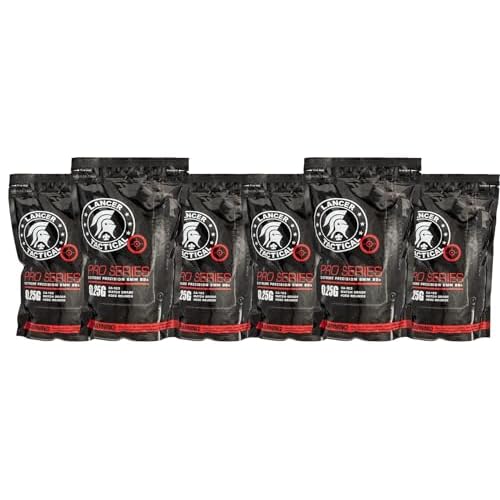 Lancer Tactical 0.25g White Seamless Polished Quality Airsoft BBS Bulk - Six Bags of 4,000 Rounds Each (Total 24,000 Rounds)