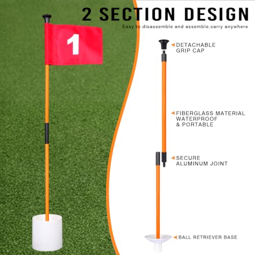 Mini Golf Flagstick Set with Double-Sided Number Flags 3Ft Orange for Yard Practice - 2 Pack Variation of ORANGE