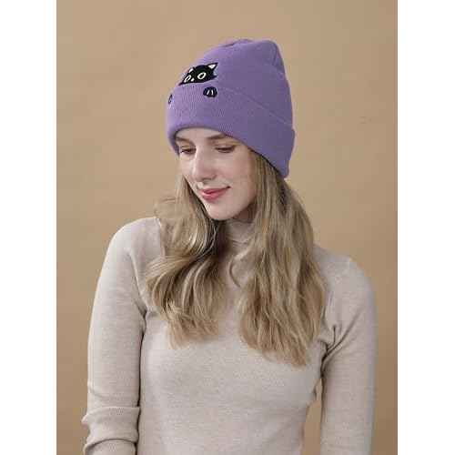 Cat Hat Beanie for Lovers - Cute Women's Embroidery Themed Gifts for Mom - Funny Novelty Trendy Stuff