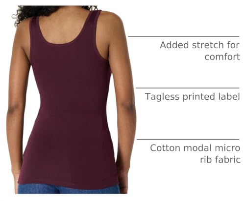 Women's Slim-Fit Cotton Modal Rib Tank Top Pack of 4 - Small Beige Blush Burgundy Terracotta