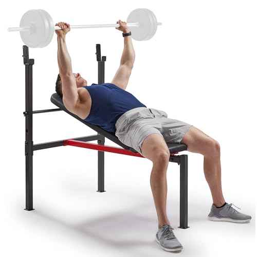 Sunny Health & Fitness Compact Premium Incline Bench Press Bar Rack Set & Optional Leg Extension Developer, Preacher Curl for Solid Strength Training Home Gym