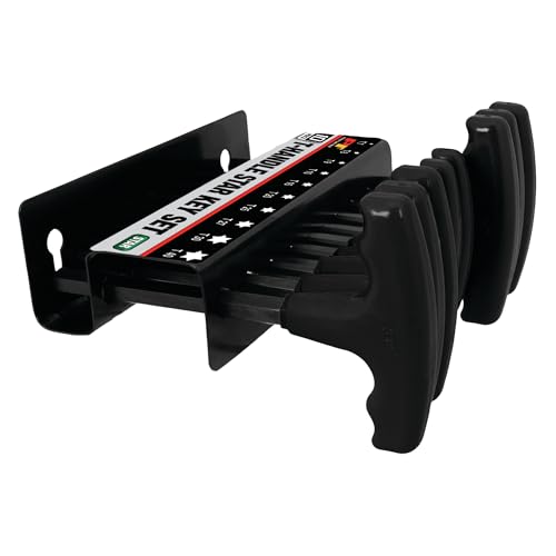 10-Piece Long Arm Star T-Handle Hex Key Set - Heavy Duty Allen Wrenches with Storage Rack
