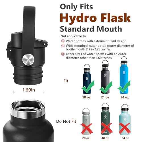Auto Flip Lid for Hydro Flask Standard Mouth Bottle, Spout lid for HydroFlask Narrow Mouth Bottle, Replacement Lid with Button Lock