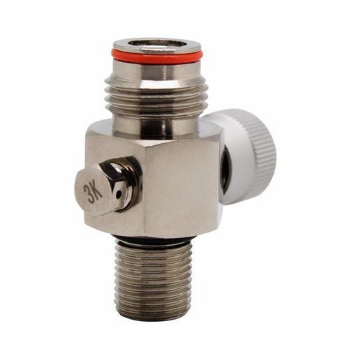 ZCTCL Paintball CO2 Cylinder Tank Valve Adapter with On/Off, Thread 5/8-18UNF,with 20Mpa Burst Disk Valve, Silver
