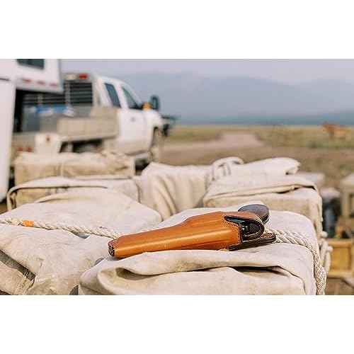 BIANCHI Model 5BHL Thumbsnap Suede Lined Belt Gun Holster - Revolver, Tan, Fits Ruger GP100 4IN, Right Hand