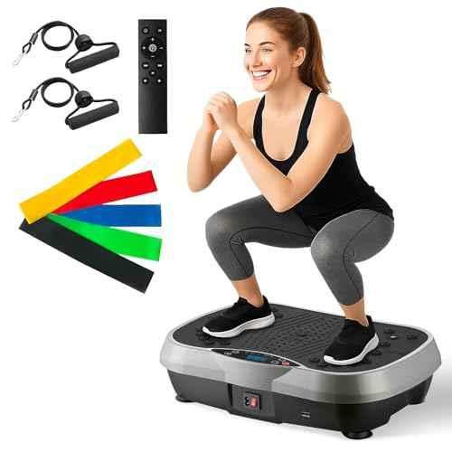 ALSO GO Vibration Plate Exercise Machine, 3 Workout Modes & 120-Level Vibration Platform for Weight Loss/Lymphatic Drainage, 400lbs Capacity Vibration Board with Resistance Bands for Full Body Workout